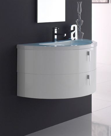 Mobile Bagno Sospeso Curvo 80 Cm.Curved Curved Bathroom Cabinet Cm 95